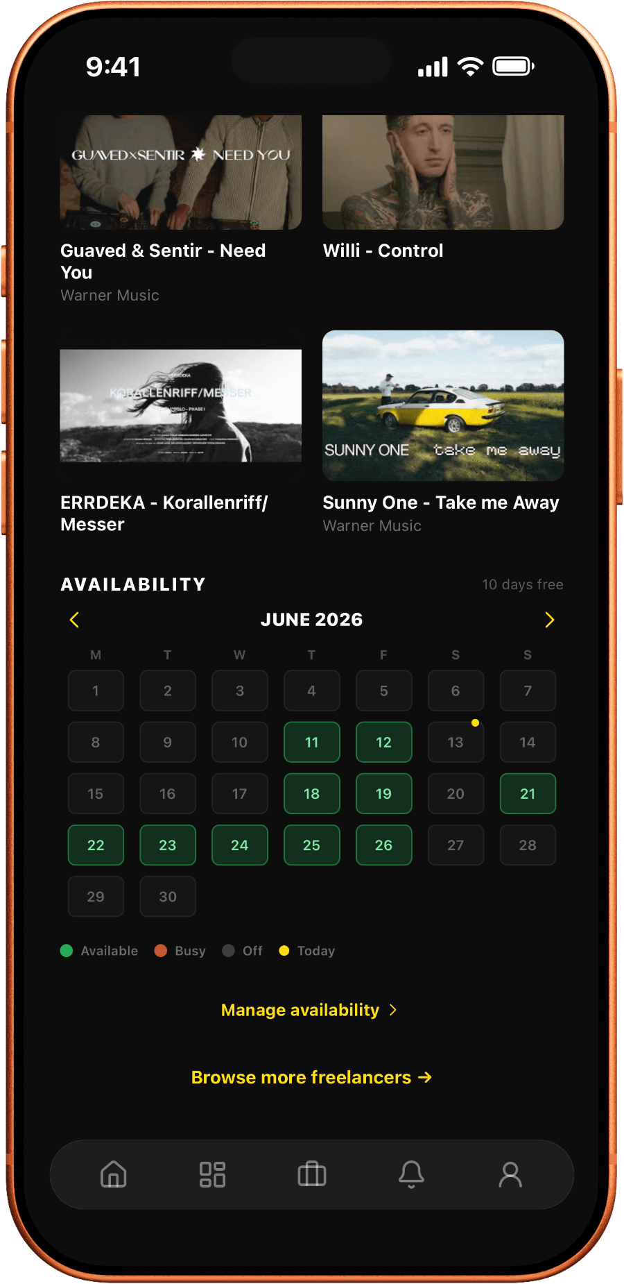 Crea app: Availability